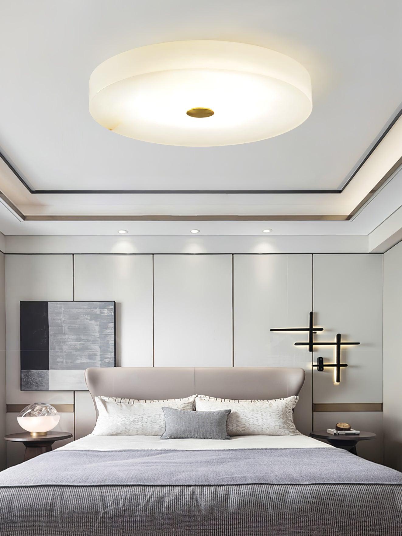 Sophie Natural Alabaster Stone Ceiling Lamp Round Flush Mount LED Light