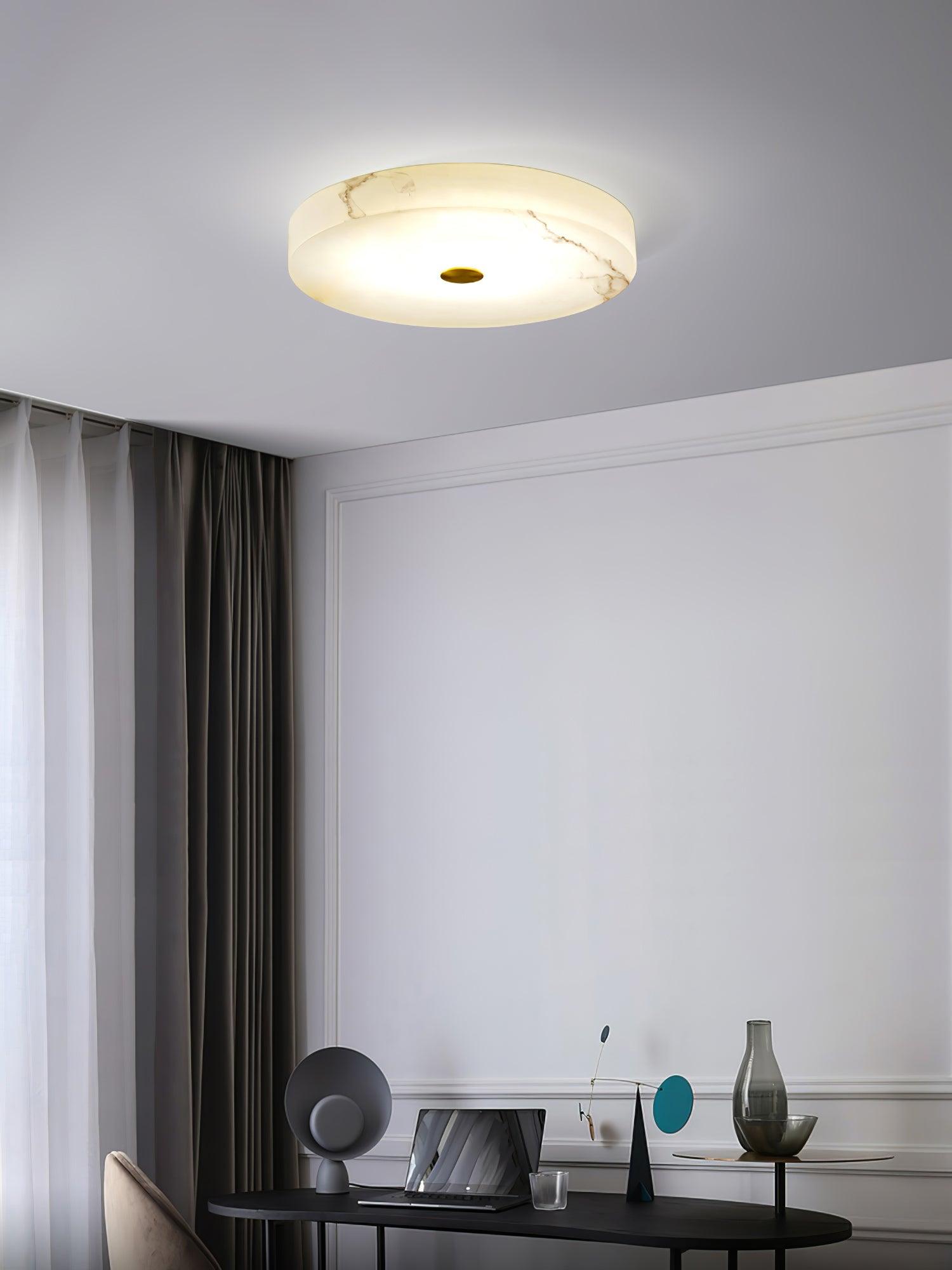 Sophie Natural Alabaster Stone Ceiling Lamp Round Flush Mount LED Light