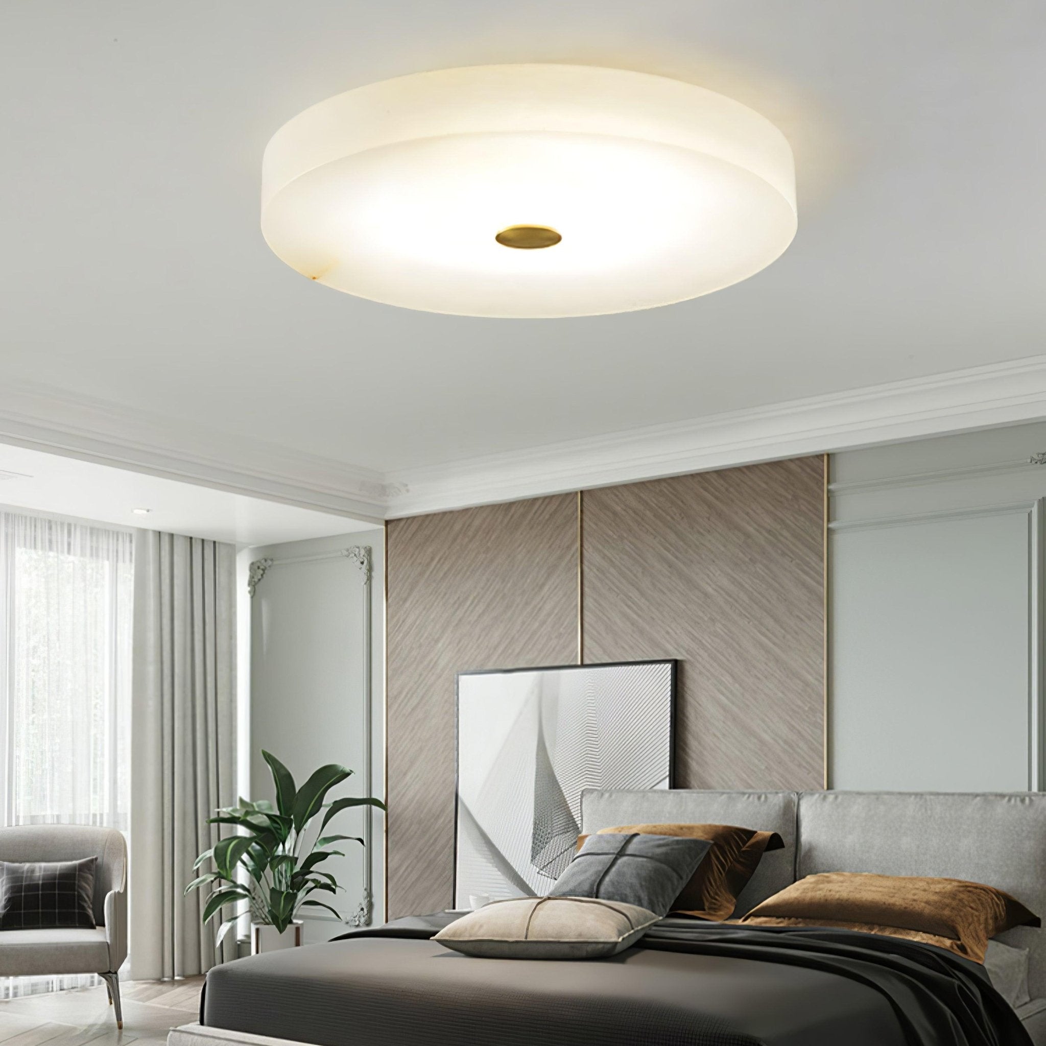 Sophie Natural Alabaster Stone Ceiling Lamp Round Flush Mount LED Light