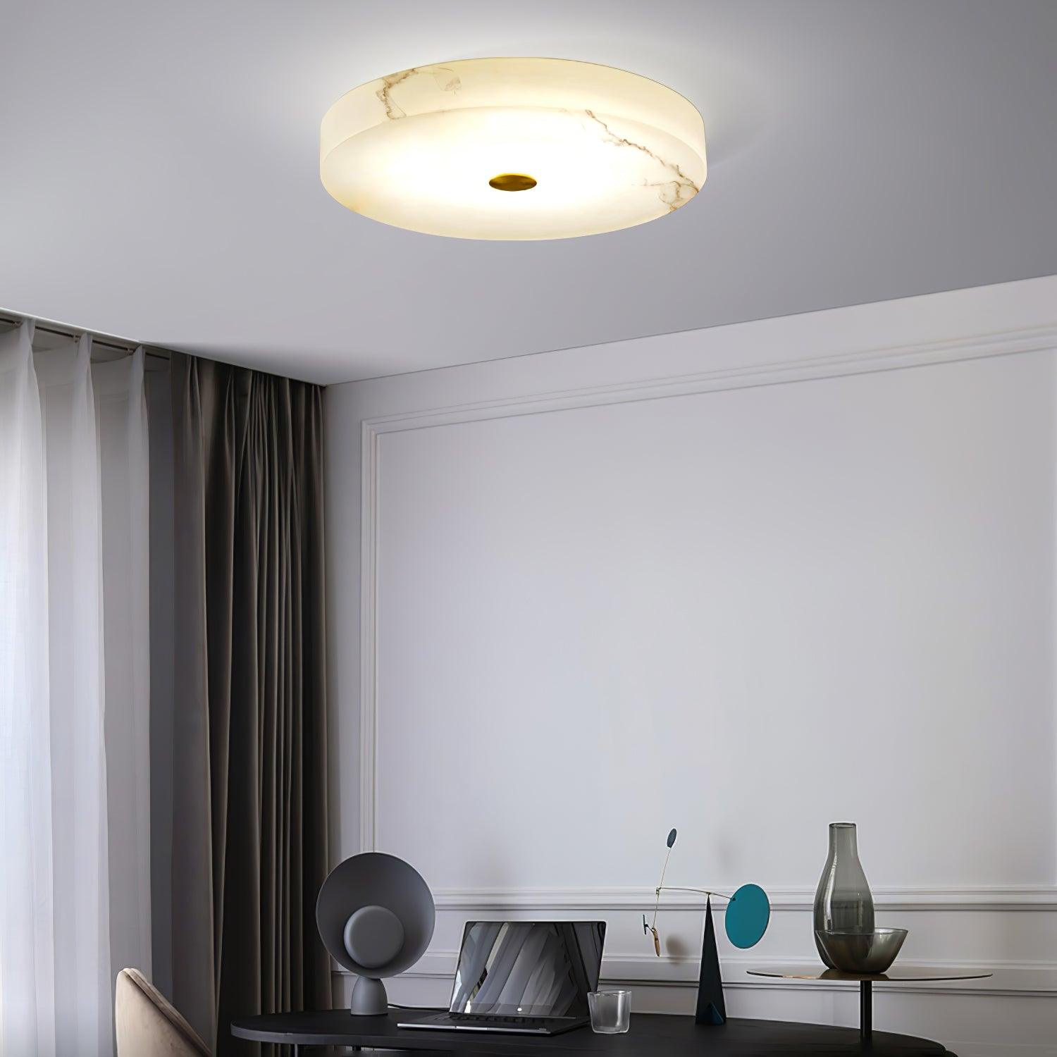 Sophie Natural Alabaster Stone Ceiling Lamp Round Flush Mount LED Light