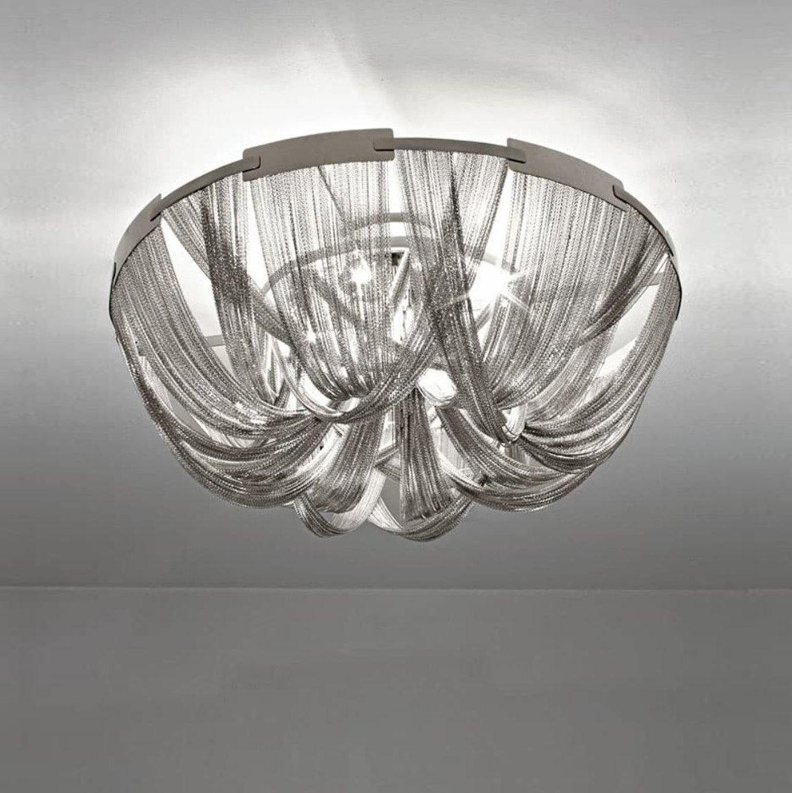 Luxury Contemporary Tassel Aluminum Chain Chandelier Modern Flush Mount Ceiling Light