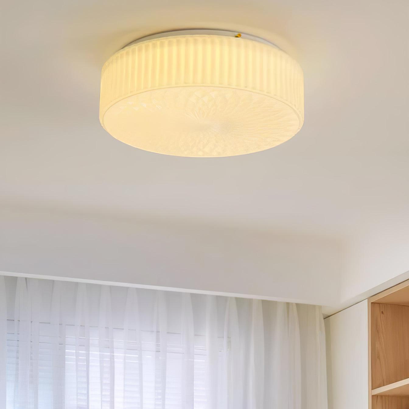 Modern Souffle Round Glass Flush Mount Ceiling Light for Bedroom and Living Room