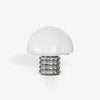 Modern Space Age Mushroom Table Lamp with Chrome Finish and White Glass Shade
