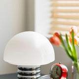 Modern Space Age Mushroom Table Lamp with Chrome Finish and White Glass Shade
