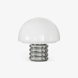 Modern Space Age Mushroom Table Lamp with Chrome Finish and White Glass Shade