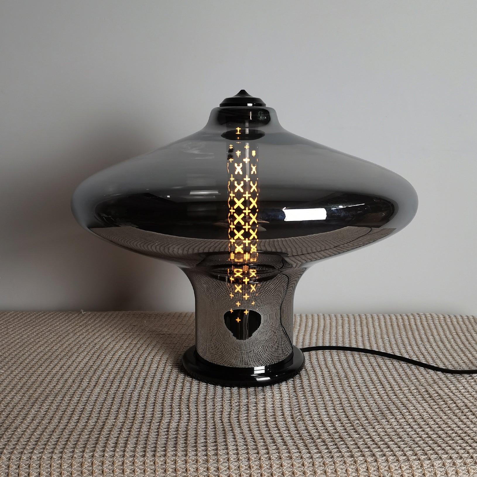 Modern Space Age Glass Table Lamp with Integrated LED for Home Office and Living Room