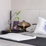 Modern Space Age Glass Table Lamp with Integrated LED for Home Office and Living Room