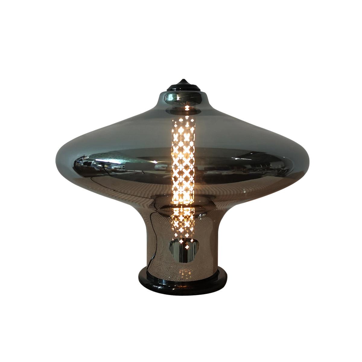 Modern Space Age Glass Table Lamp with Integrated LED for Home Office and Living Room