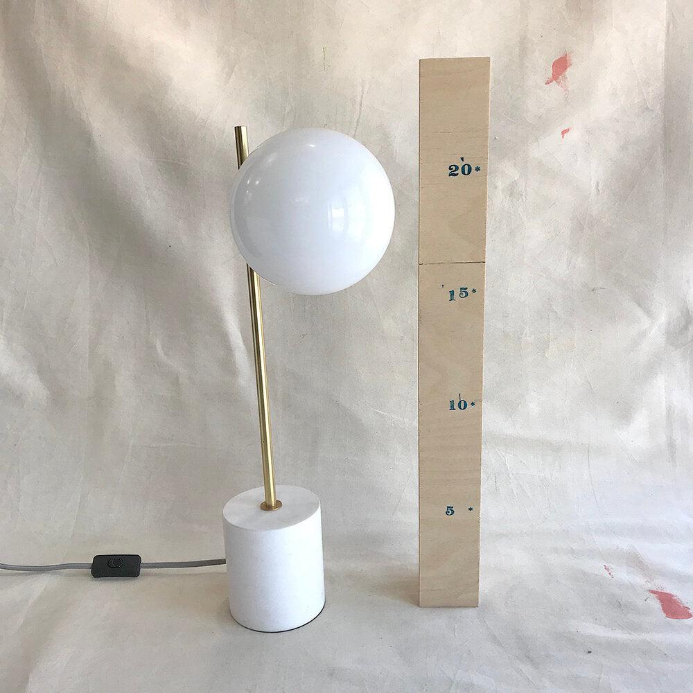 Modern Sphere and Stem Table Lamp with Gold Finish and Marble Base for Elegant Office and Home Lighting