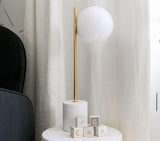Modern Sphere and Stem Table Lamp with Gold Finish and Marble Base for Elegant Office and Home Lighting