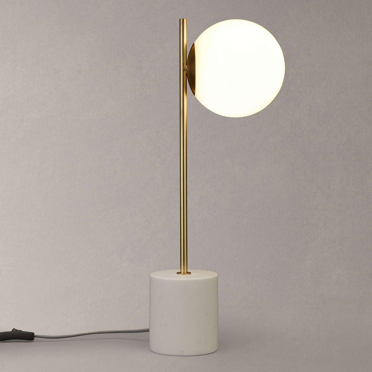 Modern Sphere and Stem Table Lamp with Gold Finish and Marble Base for Elegant Office and Home Lighting