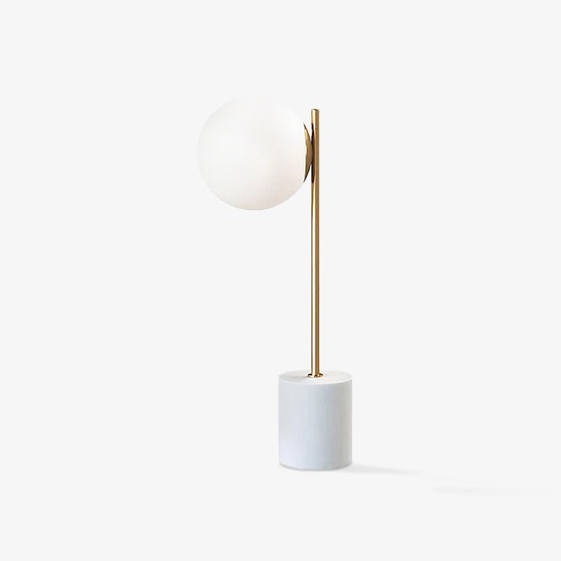 Modern Sphere and Stem Table Lamp with Gold Finish and Marble Base for Elegant Office and Home Lighting
