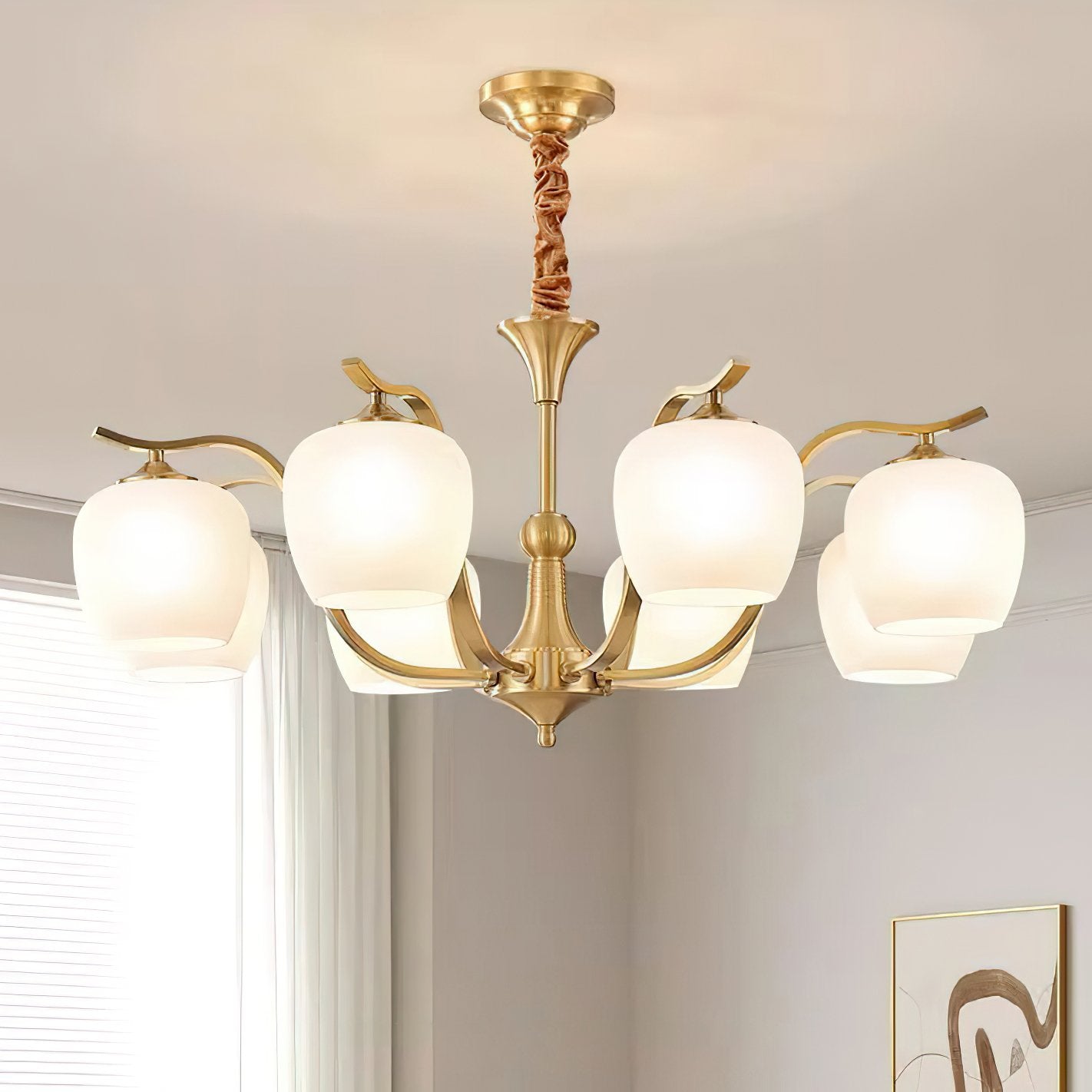 mid-century-modern-spherical-brass-chandelier-with-white-glass-globe-light-fixture