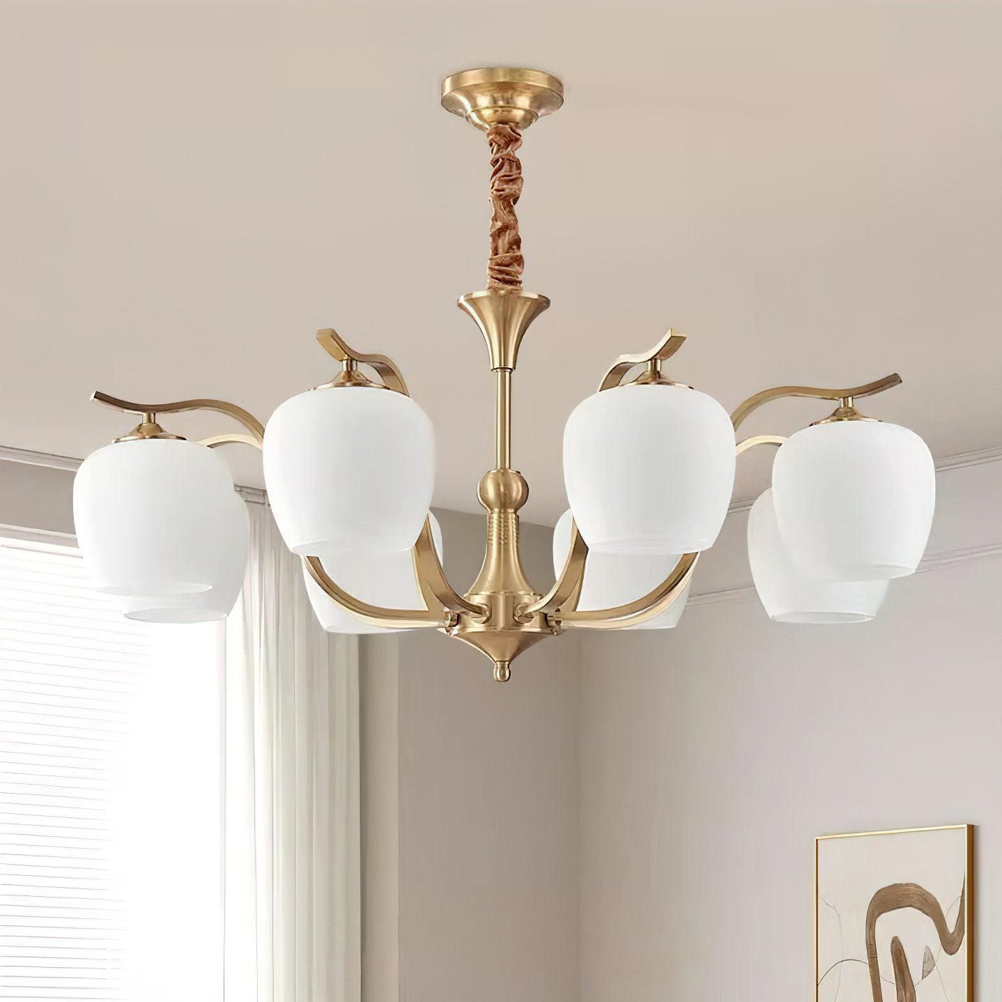 mid-century-modern-spherical-brass-chandelier-with-white-glass-globe-light-fixture