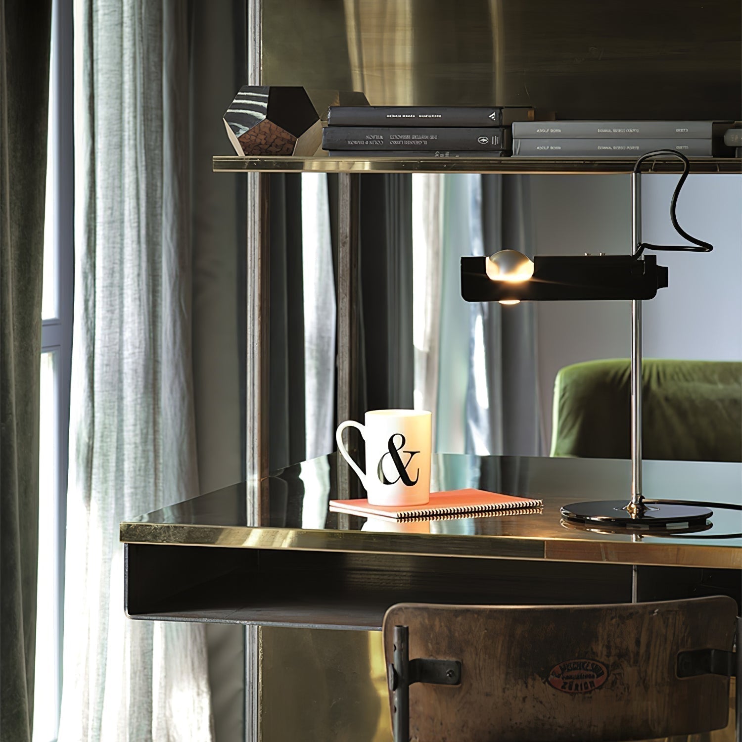 Modern Spider Metal Adjustable Table Lamp with Tilting Spotlight for Bedroom Nightstand or Desk