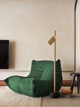 Modern Industrial Spotlight Wood Floor Lamp with Adjustable Head and Solid Base