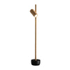 Modern Industrial Spotlight Wood Floor Lamp with Adjustable Head and Solid Base