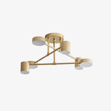 Modern Sputnik LED Flush Mount Ceiling Light with White Glass Shades 6 Light Fixture