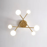 Modern Sputnik LED Flush Mount Ceiling Light with White Glass Shades 6 Light Fixture