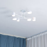 Modern Sputnik LED Flush Mount Ceiling Light with White Glass Shades 6 Light Fixture