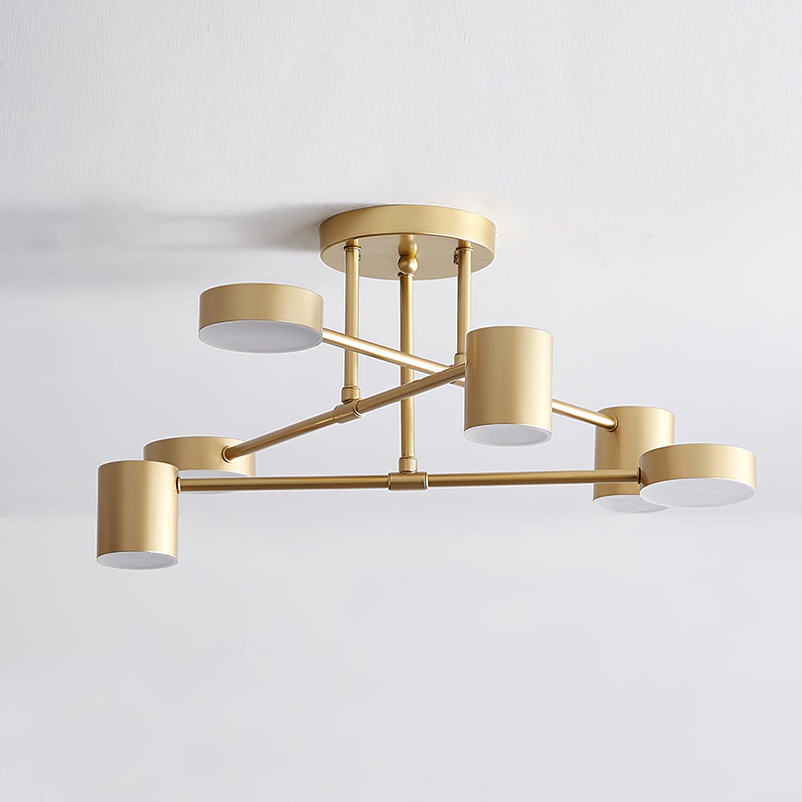 Modern Sputnik LED Flush Mount Ceiling Light with White Glass Shades 6 Light Fixture
