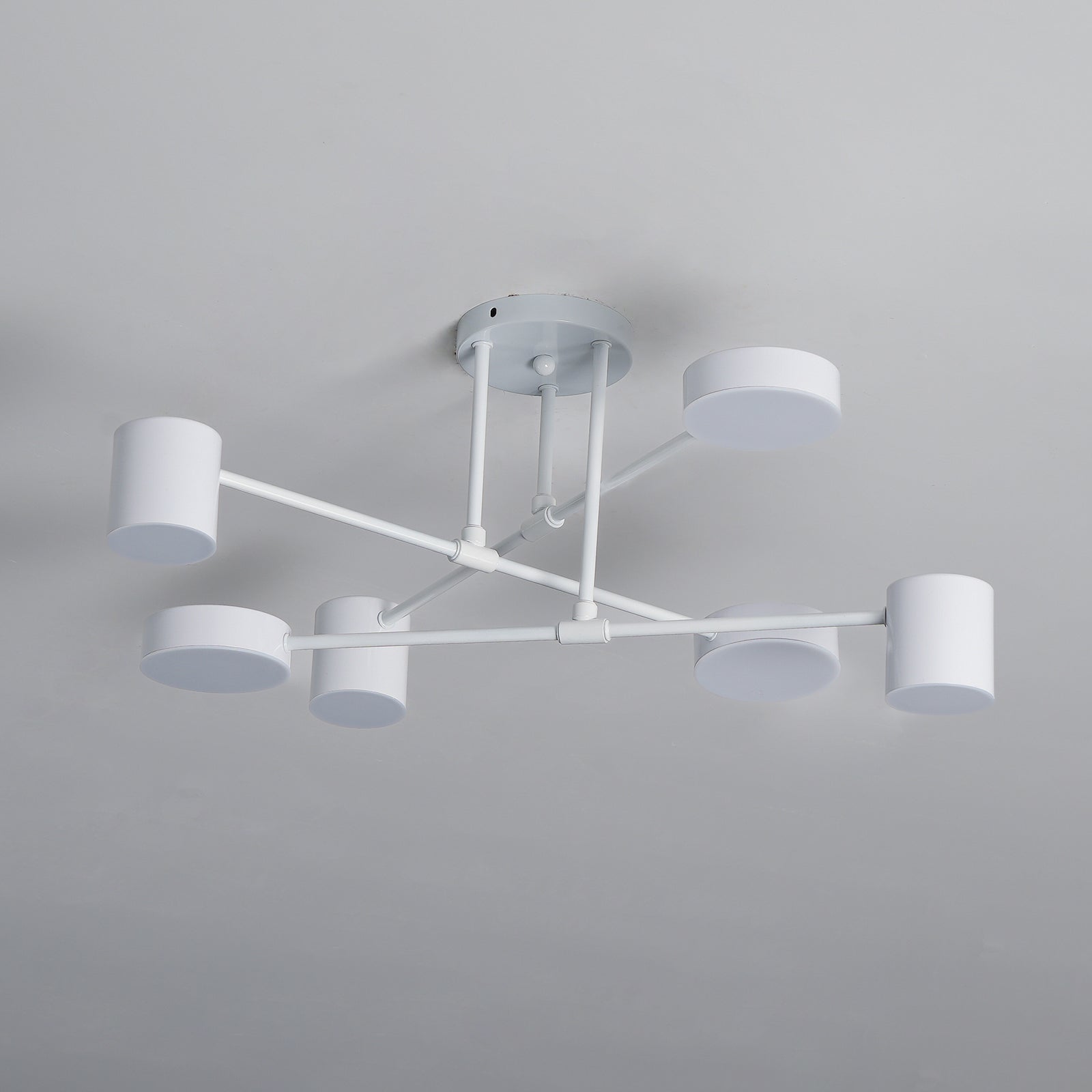 Modern Sputnik LED Flush Mount Ceiling Light with White Glass Shades 6 Light Fixture