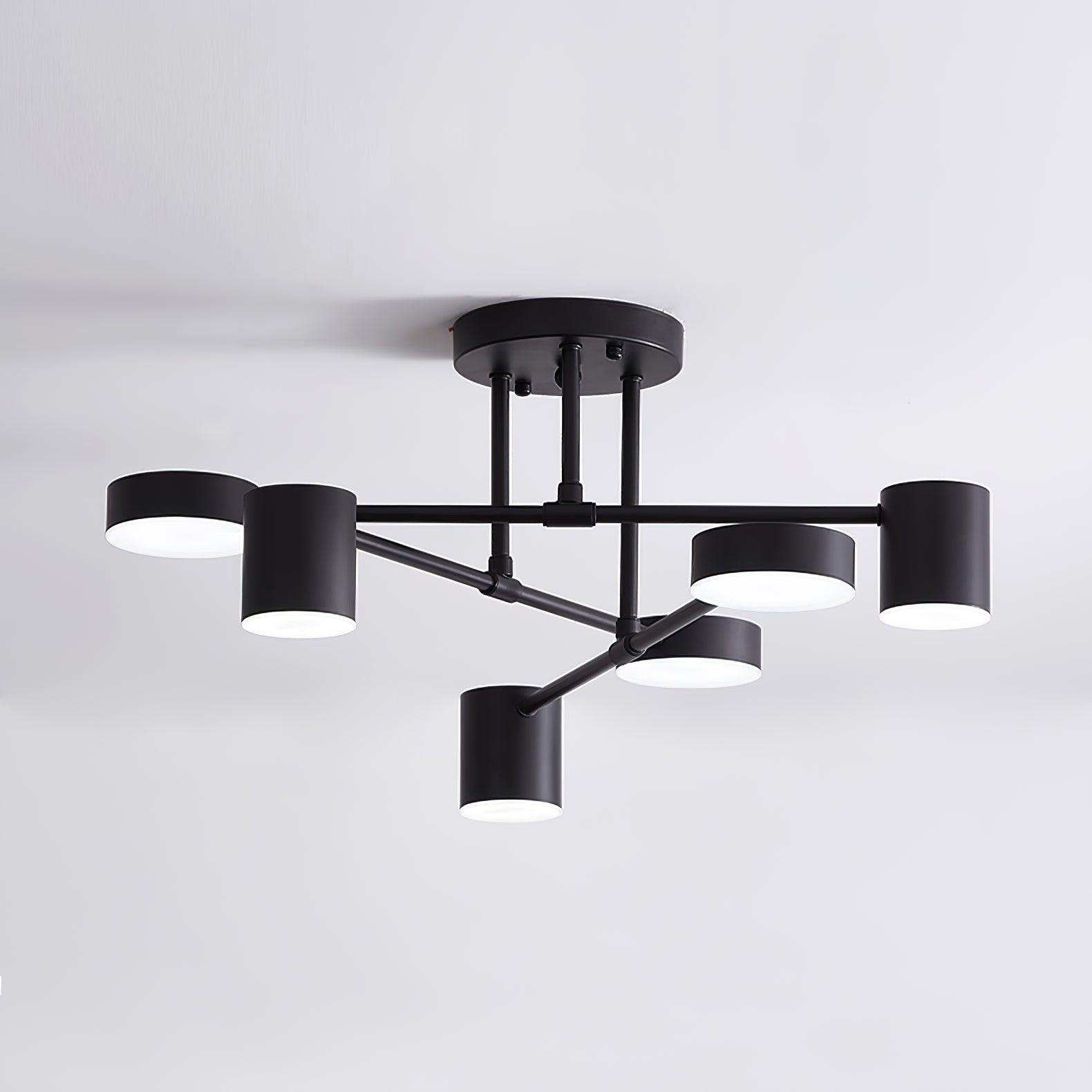Modern Sputnik LED Flush Mount Ceiling Light with White Glass Shades 6 Light Fixture