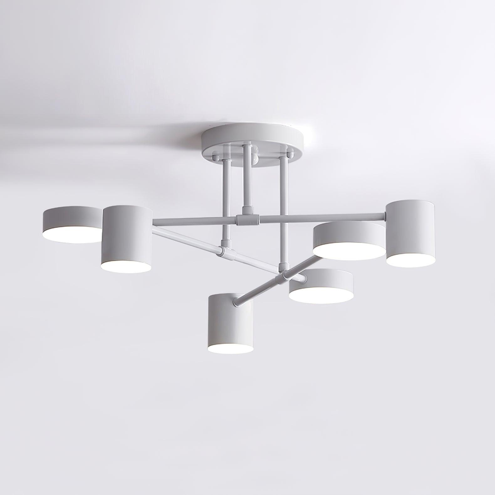 Modern Sputnik LED Flush Mount Ceiling Light with White Glass Shades 6 Light Fixture