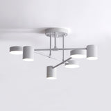 Modern Sputnik LED Flush Mount Ceiling Light with White Glass Shades 6 Light Fixture