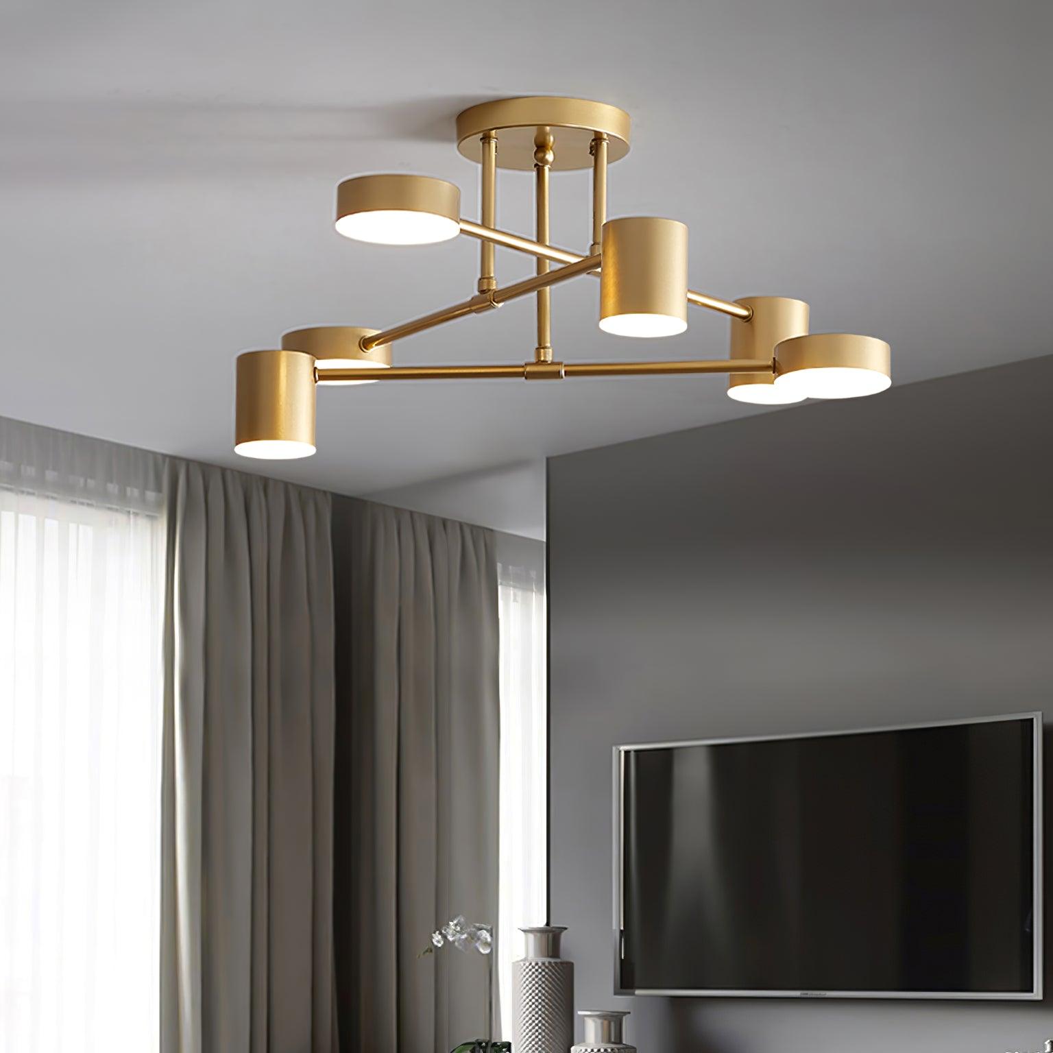 Modern Sputnik LED Flush Mount Ceiling Light with White Glass Shades 6 Light Fixture