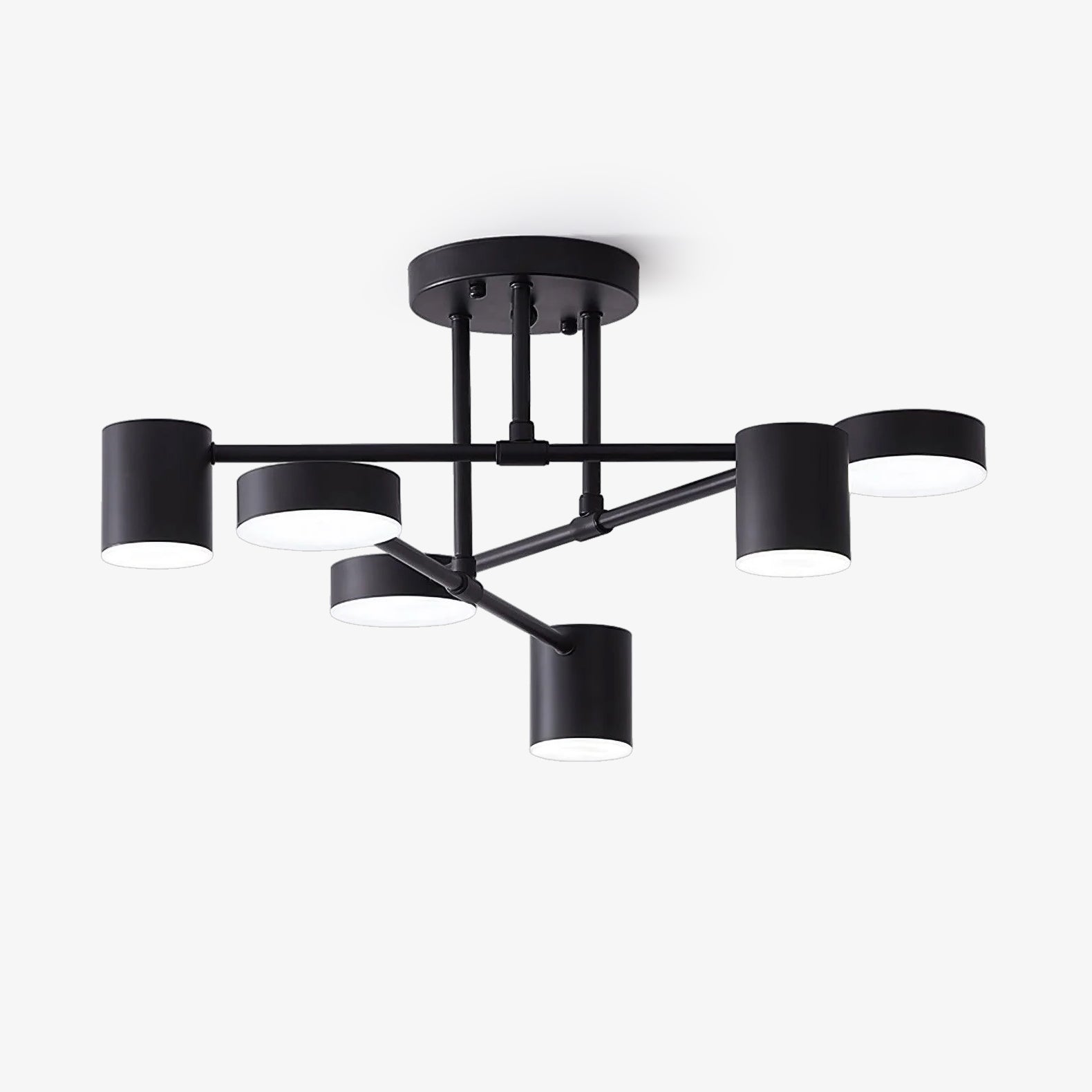 Modern Sputnik LED Flush Mount Ceiling Light with White Glass Shades 6 Light Fixture