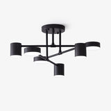 Modern Sputnik LED Flush Mount Ceiling Light with White Glass Shades 6 Light Fixture