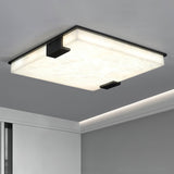 Modern Square Alabaster Stone LED Flush Mount Ceiling Lamp for Indoor Lighting