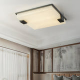 Modern Square Alabaster Stone LED Flush Mount Ceiling Lamp for Indoor Lighting