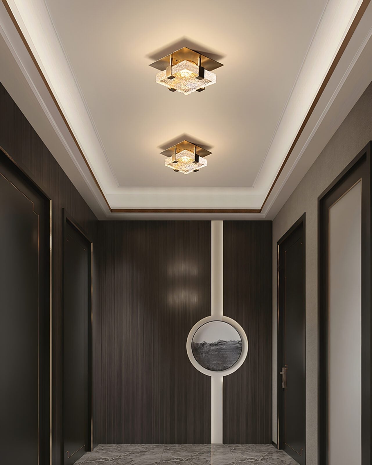 modern-glass-square-ice-cube-ceiling-lamp-with-brass-base-and-integrated-led-lighting