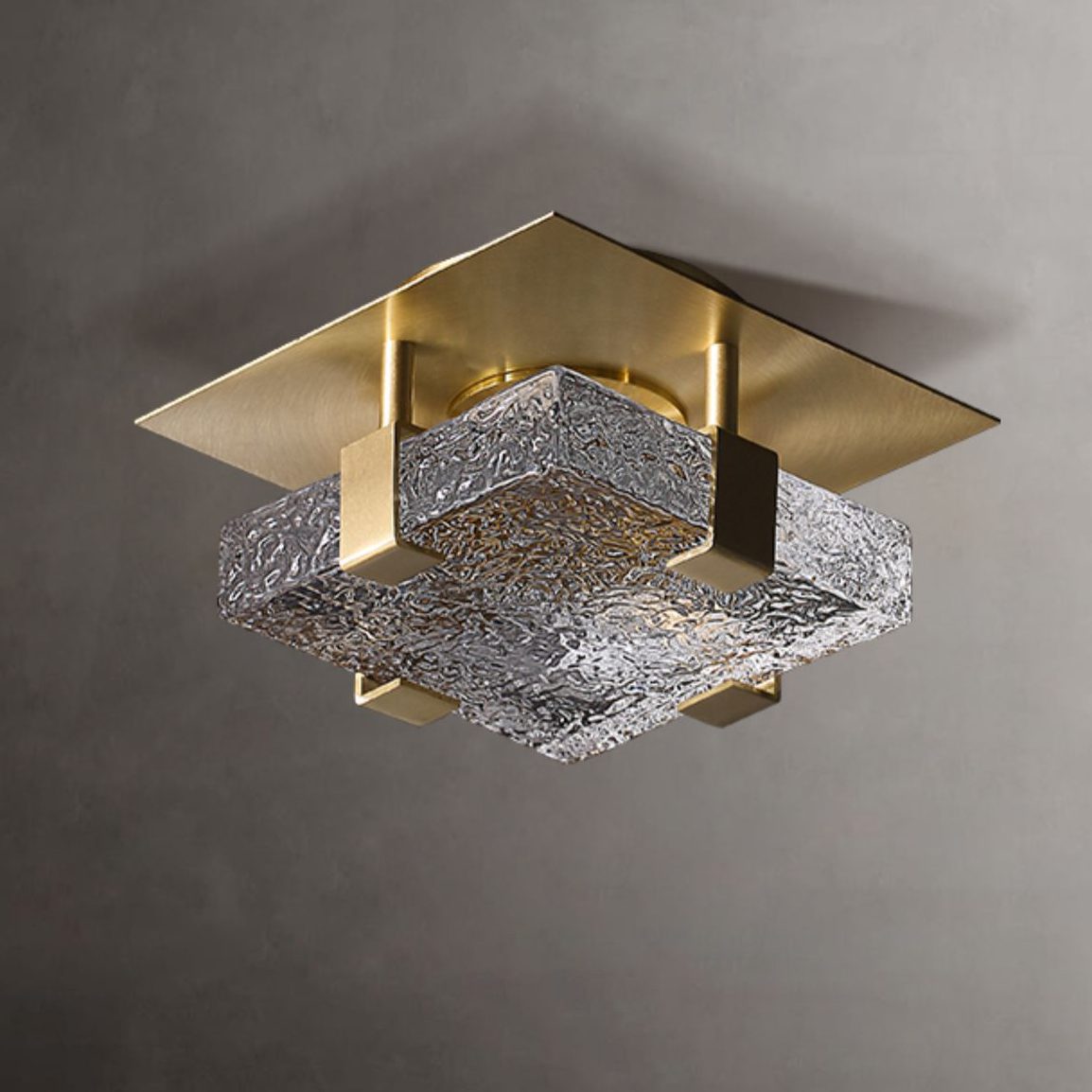 modern-glass-square-ice-cube-ceiling-lamp-with-brass-base-and-integrated-led-lighting