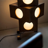 Modern Cherry Wood Square Robot Floor Lamp with Stainless Steel Frame and PC Shade