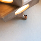 Modern Cherry Wood Square Robot Floor Lamp with Stainless Steel Frame and PC Shade