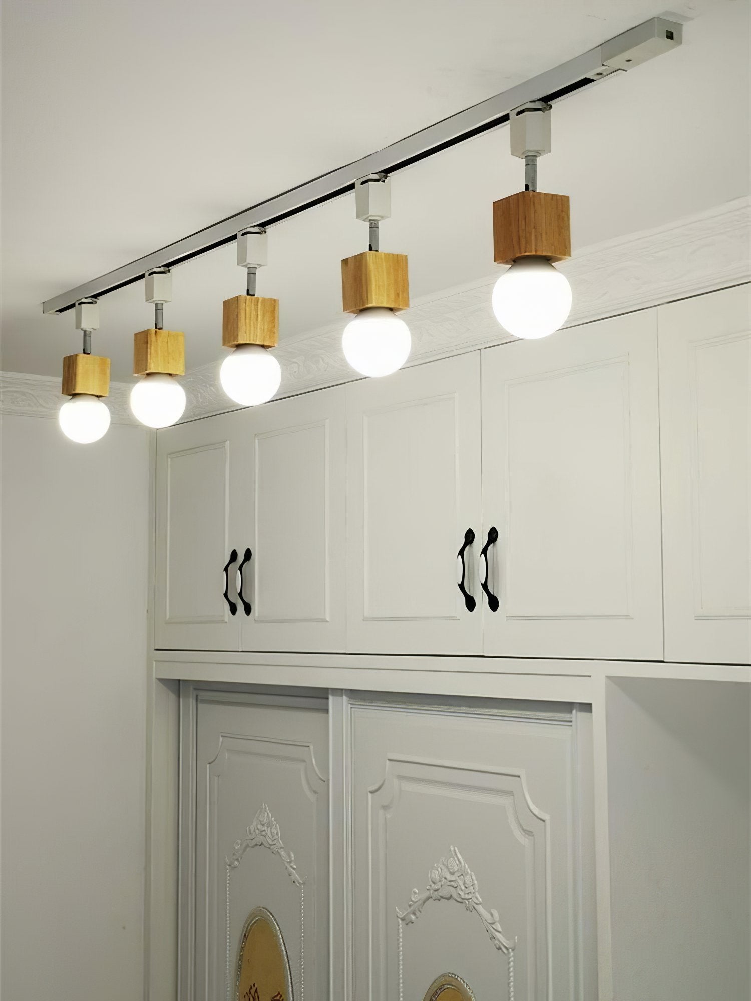 modern-nordic-square-solid-wood-track-lighting-fixture-with-glass-shades-for-dining-room