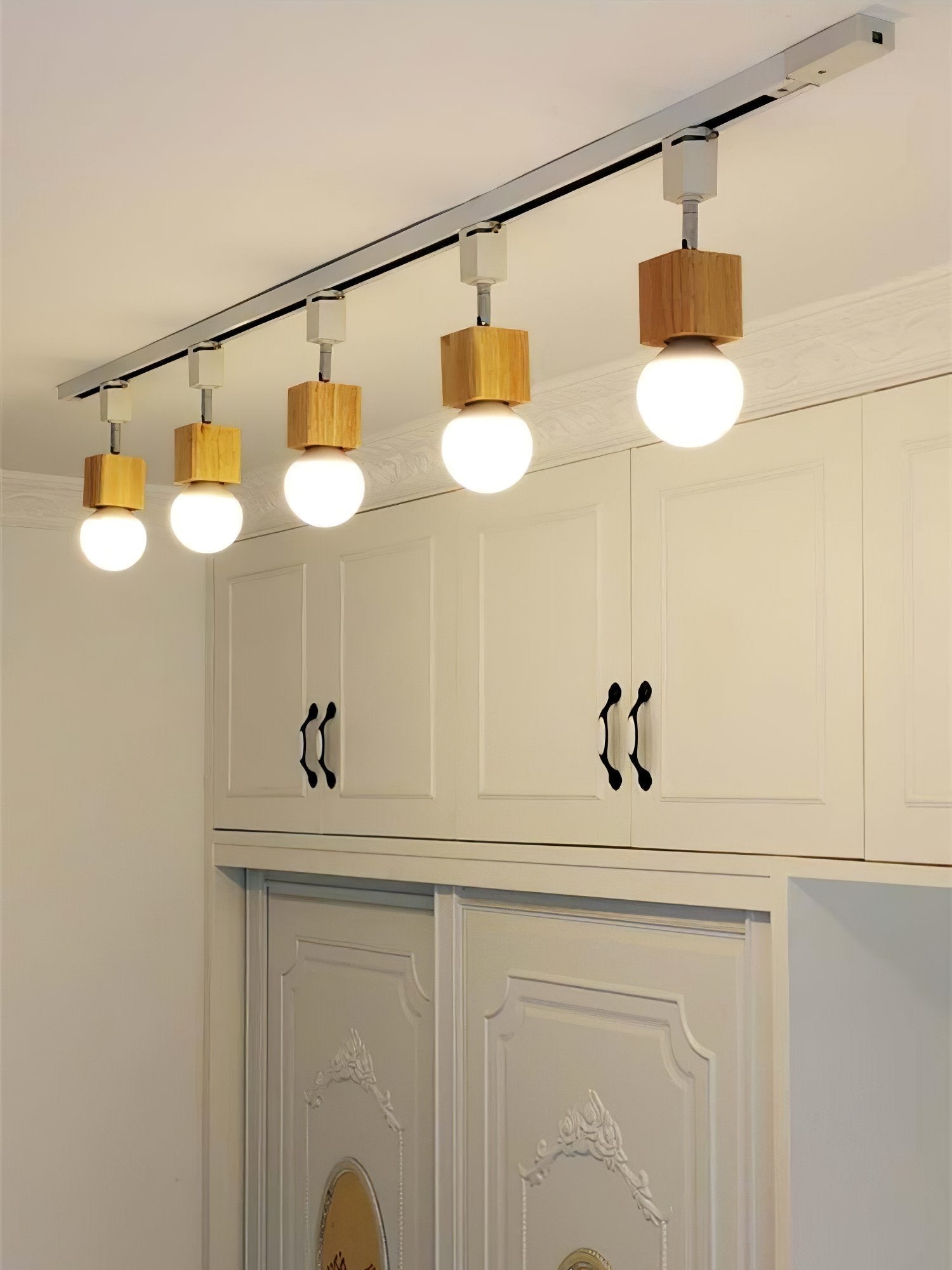 modern-nordic-square-solid-wood-track-lighting-fixture-with-glass-shades-for-dining-room
