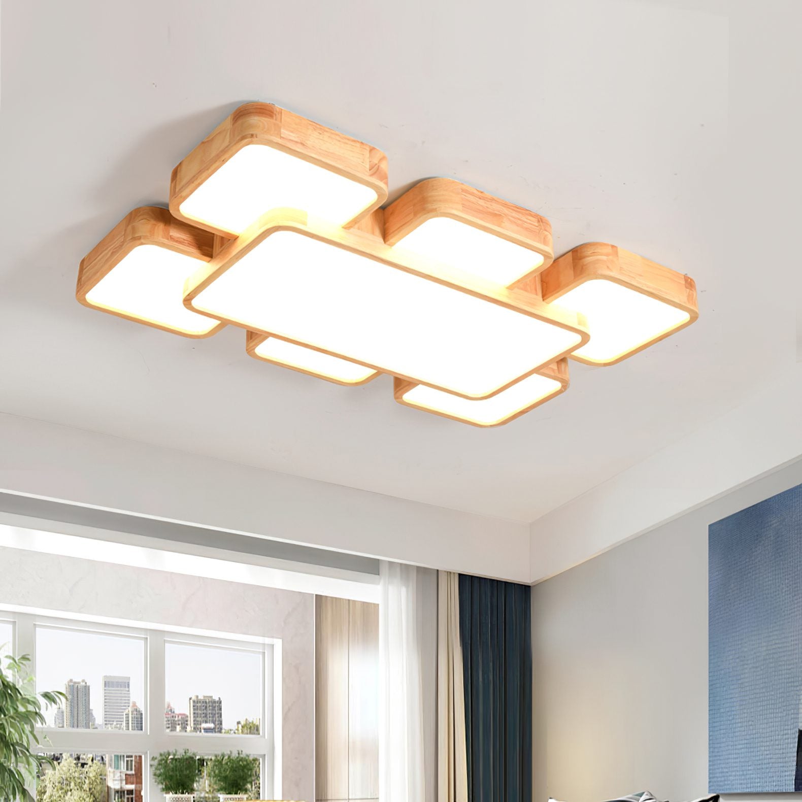 modern-rubber-wood-geometric-square-splicing-led-ceiling-light-fixture-for-living-room