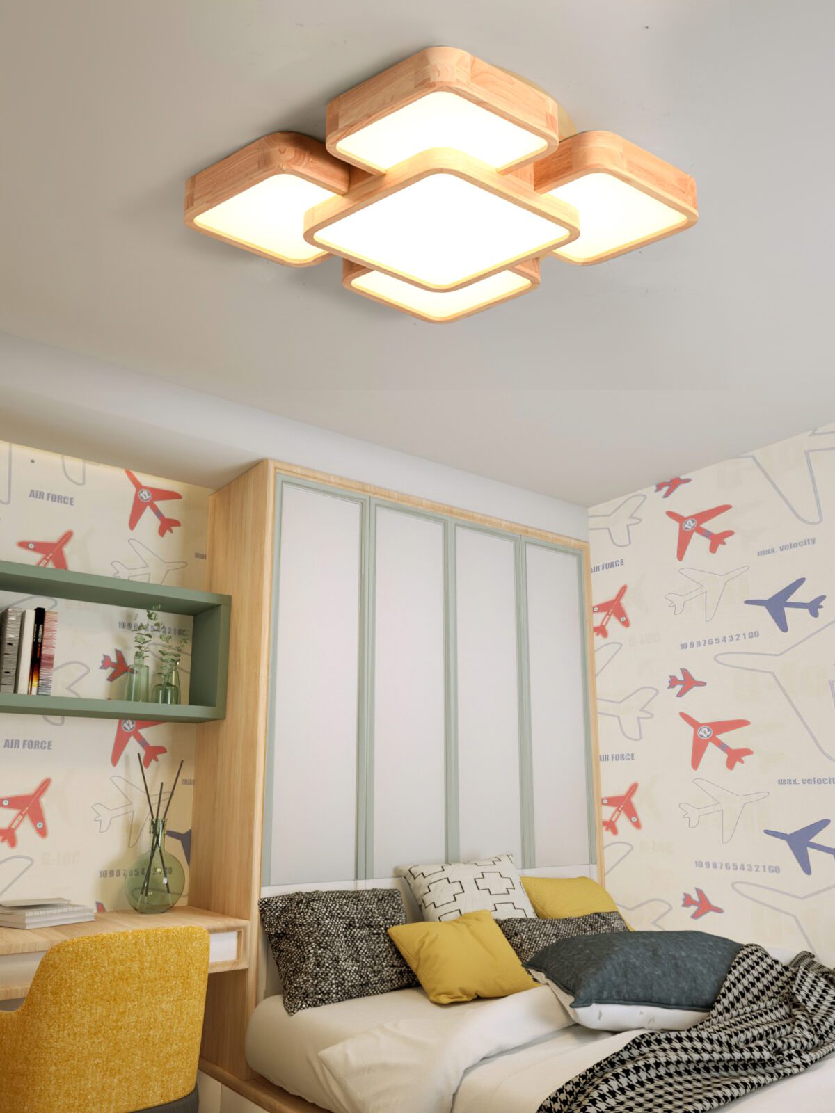 modern-rubber-wood-geometric-square-splicing-led-ceiling-light-fixture-for-living-room