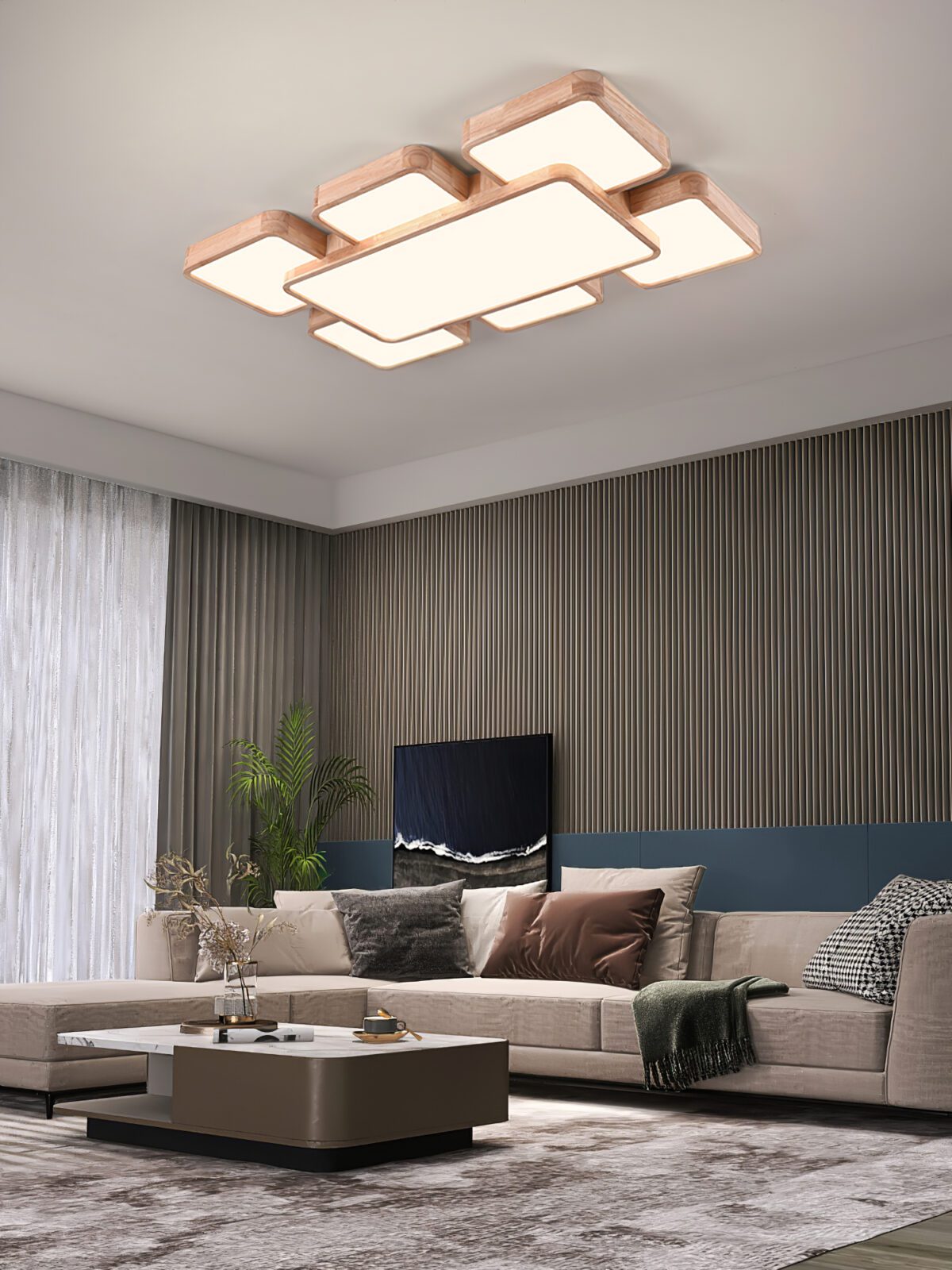 modern-rubber-wood-geometric-square-splicing-led-ceiling-light-fixture-for-living-room