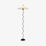 Modern Wavy Squiggle Tall Floor Lamp with Pleated Fabric Shade and Metal Base