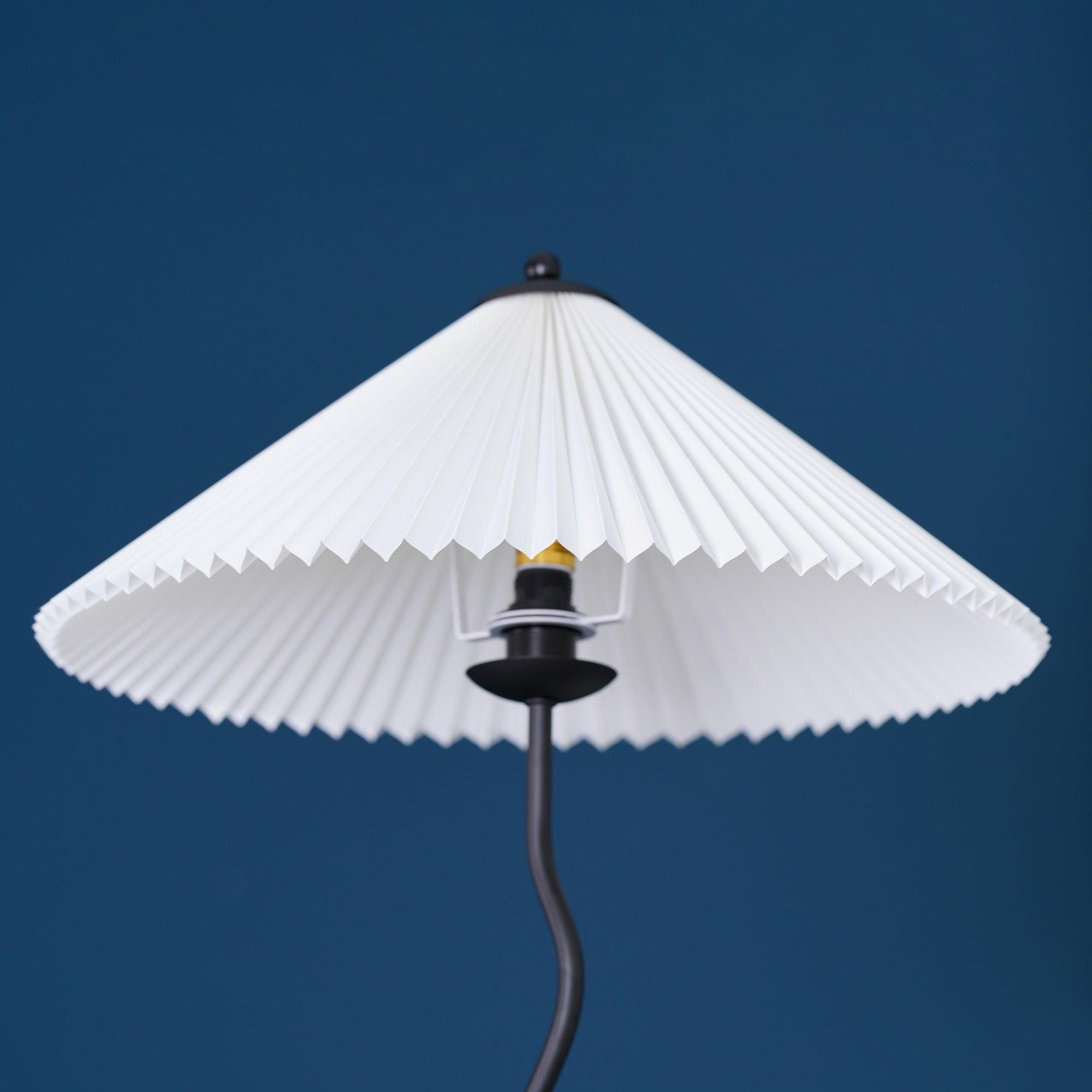 Modern Wavy Squiggle Tall Floor Lamp with Pleated Fabric Shade and Metal Base