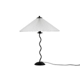 Modern Pleated Fabric Table Lamp with Nordic Wavy Metal Stem for Bedroom Living Room