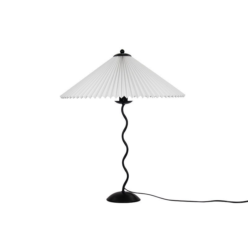 Modern Pleated Fabric Table Lamp with Nordic Wavy Metal Stem for Bedroom Living Room