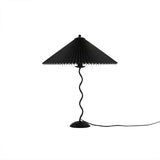 Modern Pleated Fabric Table Lamp with Nordic Wavy Metal Stem for Bedroom Living Room