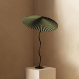 Modern Pleated Fabric Table Lamp with Nordic Wavy Metal Stem for Bedroom Living Room