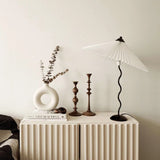 Modern Pleated Fabric Table Lamp with Nordic Wavy Metal Stem for Bedroom Living Room